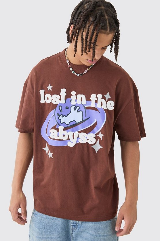 Oversize T-Shirt mit Cosmic Worlds Print