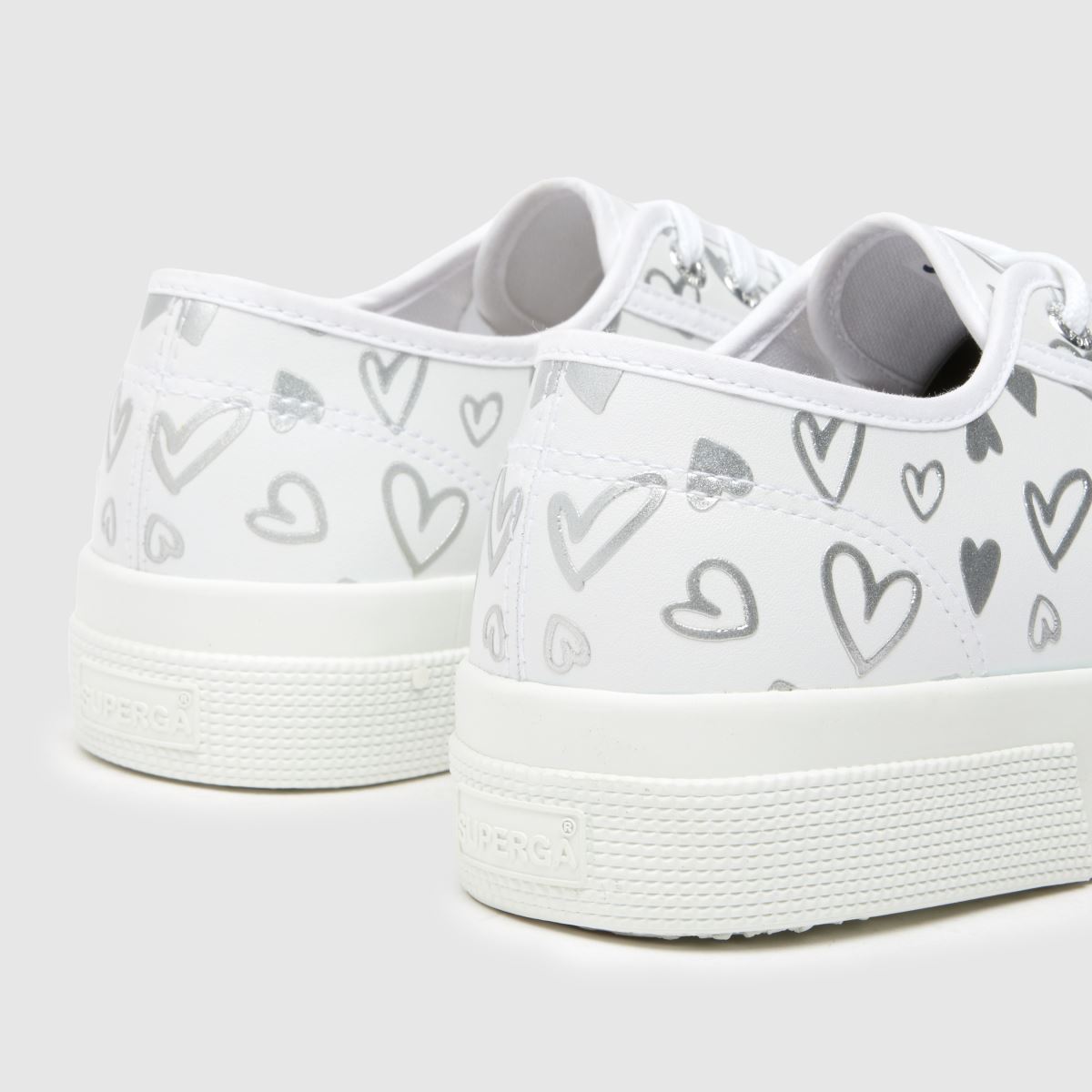 Superga 2740 platform szívek tornacipő fehér és ezüst színben