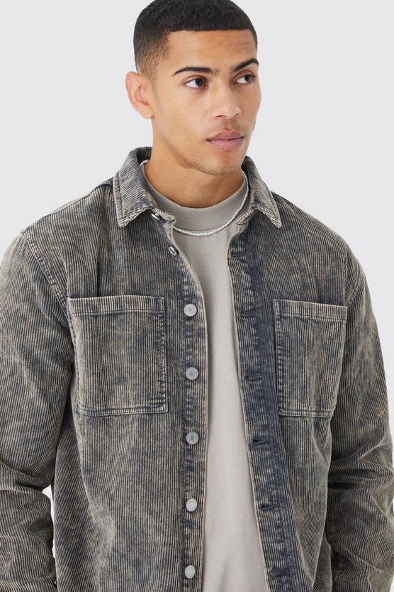 Cord-Overshirt mit Acid-Waschung