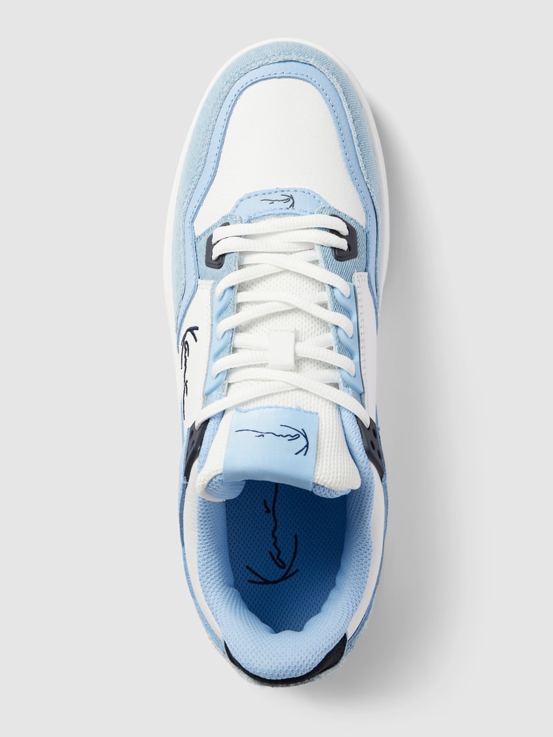 Sneaker aus Leder-Mix mit Kontrastbesatz in weiss
