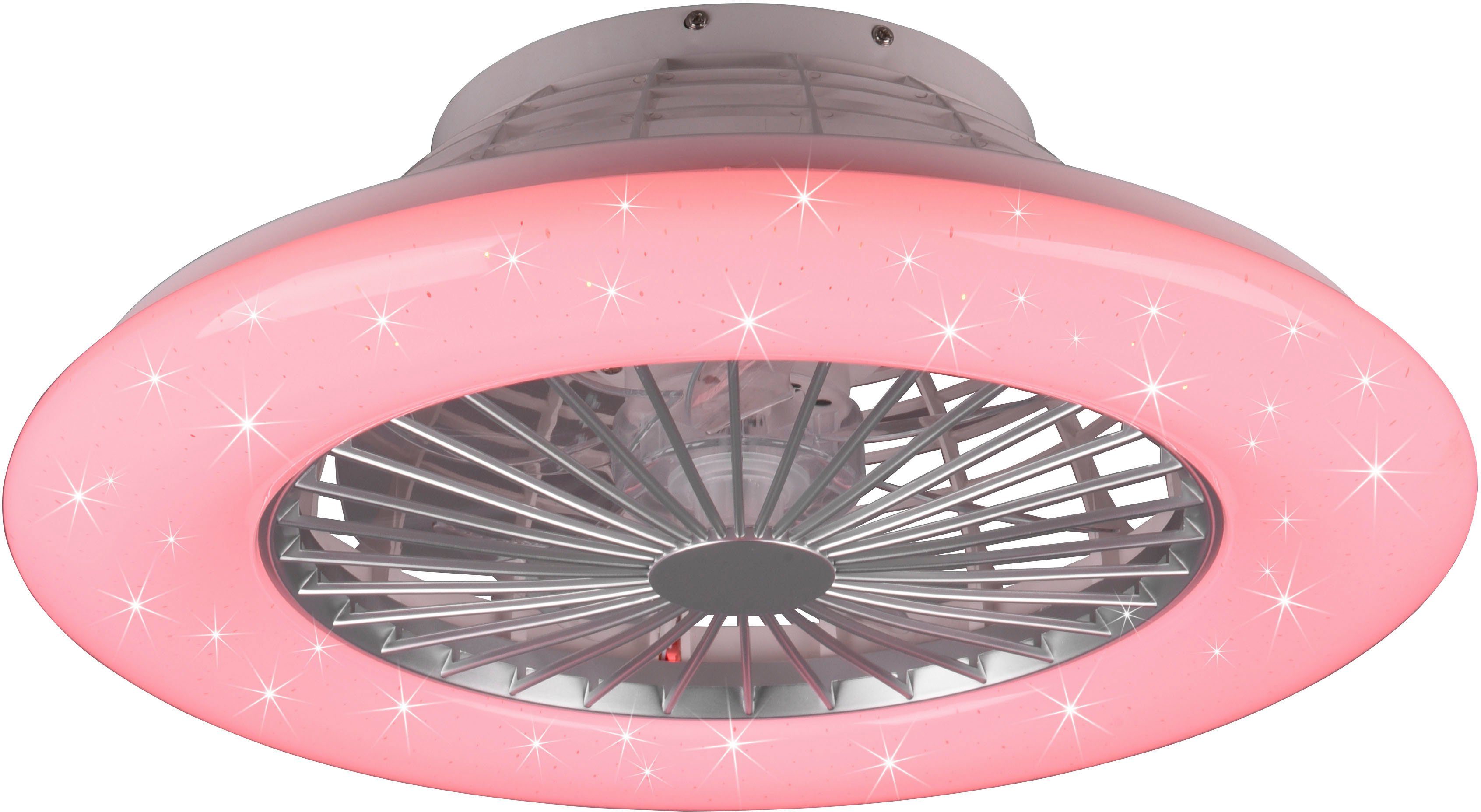 TRIO Leuchten LED Deckenleuchte Stralsund, Farbwechsel, Memoryfunktion, Nachtlichtfunktion, Ventilatorfunktion, LED fest integriert, warmweiß - kaltweiß, Deckenventilator mit 3 Stufen, Fernbed., Lichtfarbe einstellbar, RGBW