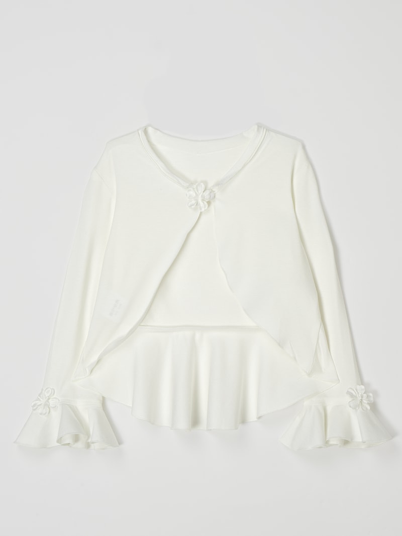 Bolero mit Blüten-Applikationen in ecru