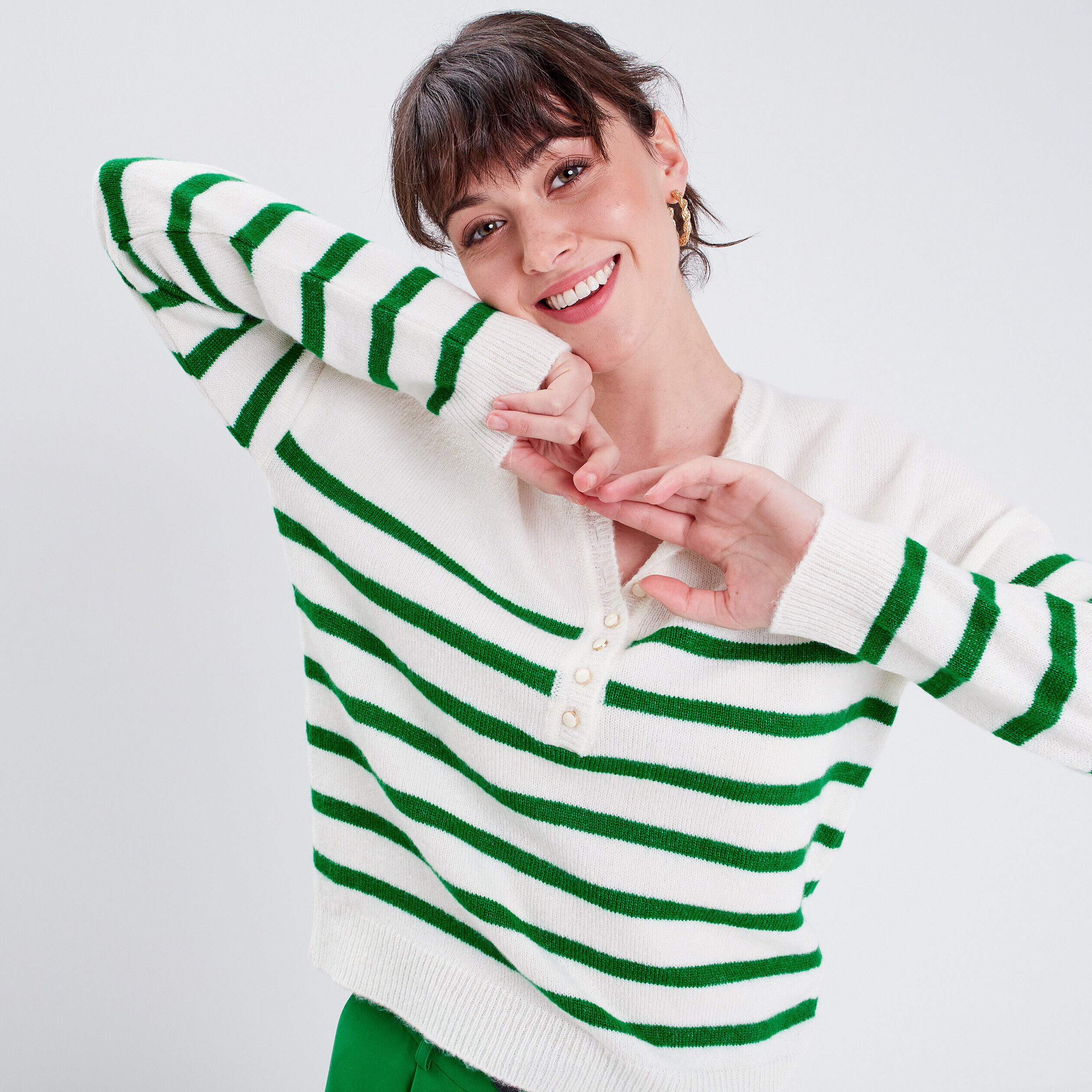 Pull avec boutons ecru femme | Cache Cache