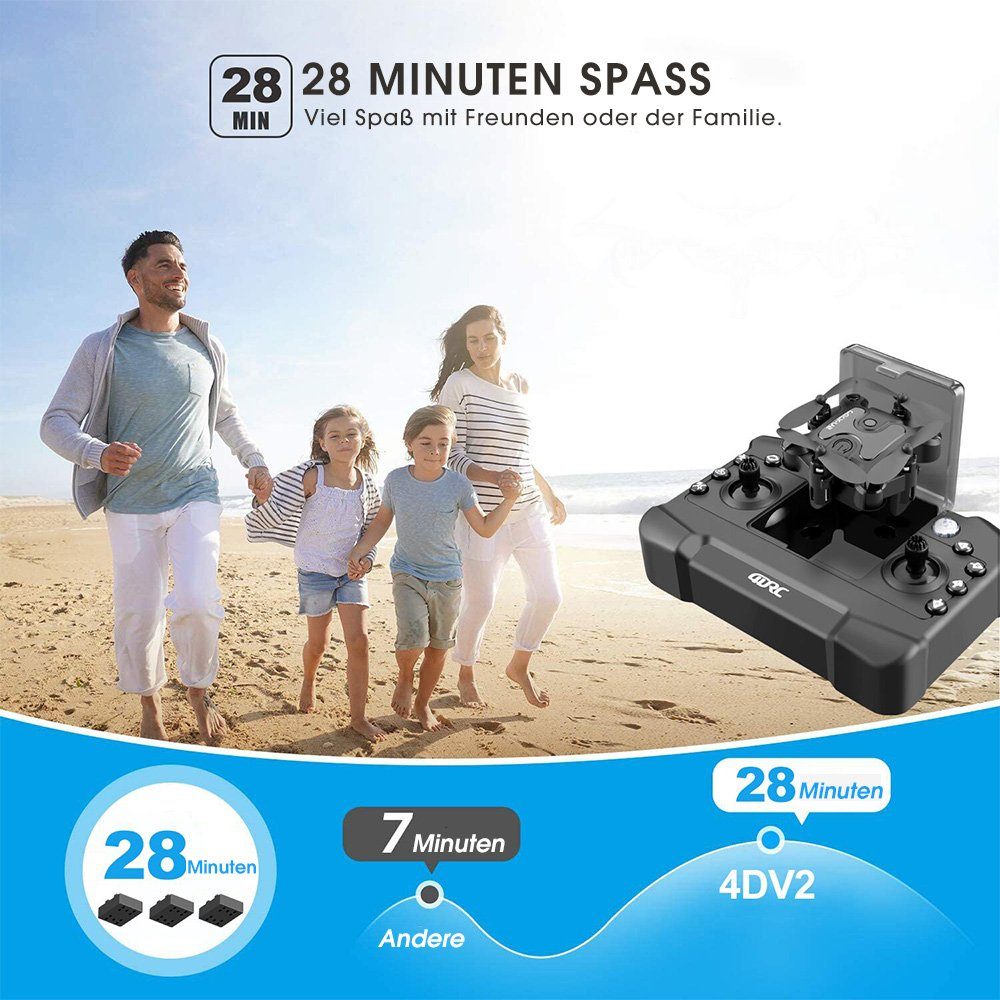 4DRC mit wifi Kamera für Kinder & Anfänger, mini, klappbar Spielzeug-Drohne (720P HD, Flugbahn Flug, Kopfloser Modus, Halten der Flughöhe, 3D-Flips)