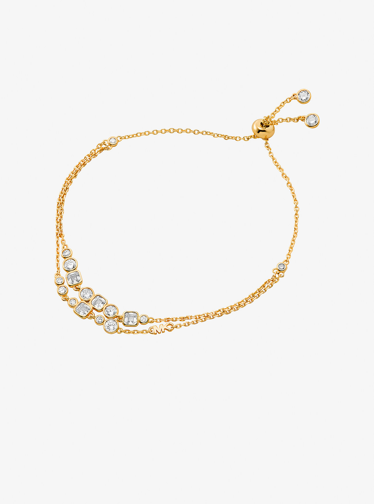 Precious Metal-Plated Sterling Silver Bezel Slider Bracelet - GOLD