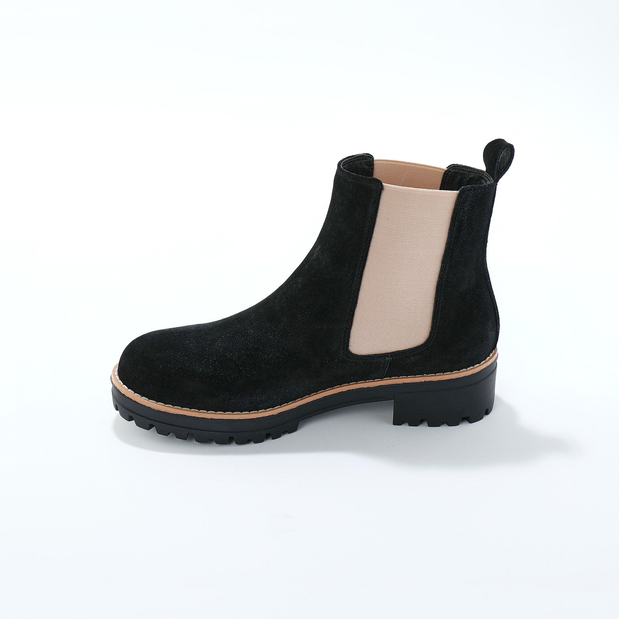 Boots chelsea croûte de cuir, semelle crantée épaisse