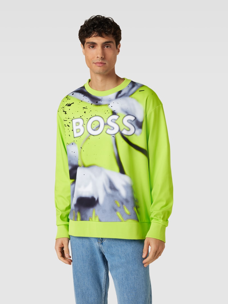 Sweatshirt mit Rundhalsausschnitt Modell 'Salbo Lotus' in neon grün