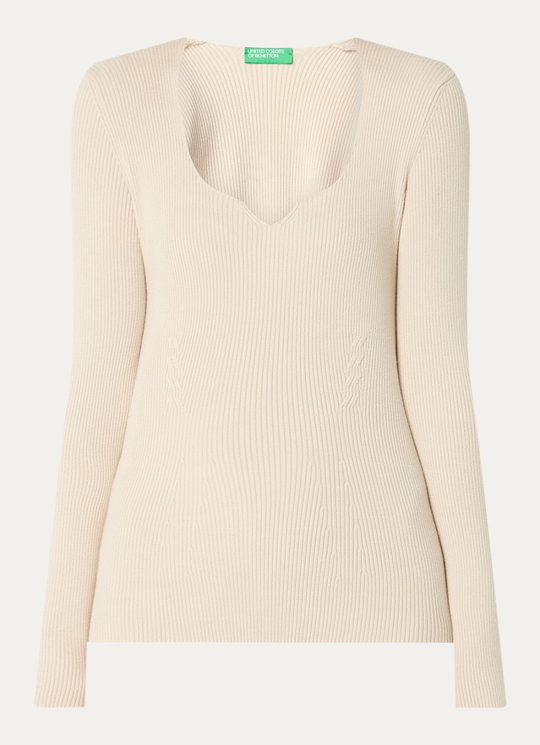 Benetton Rib-knit top with V-neck