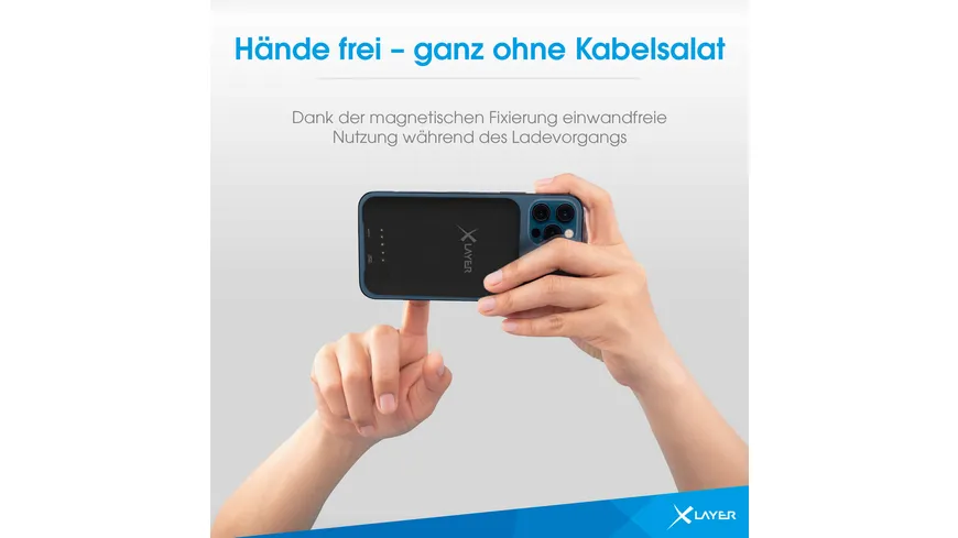 XLayer MagFix Pro Powerbank magnetisch 5.000 mAh PD 20W Schwarz