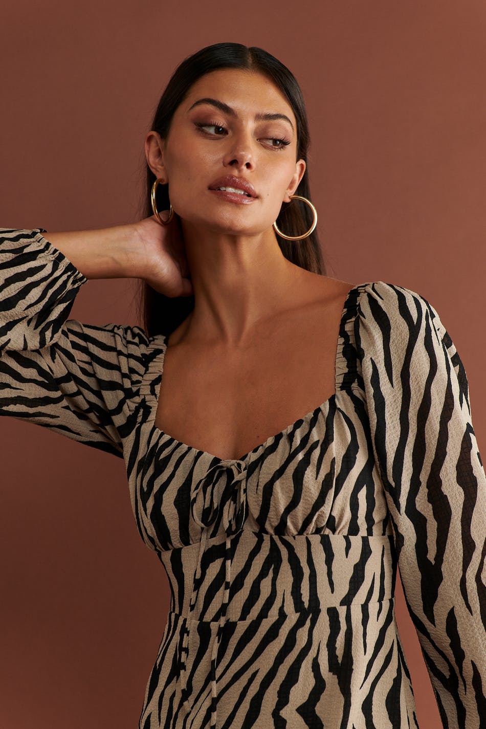 Gathered bust midi dress