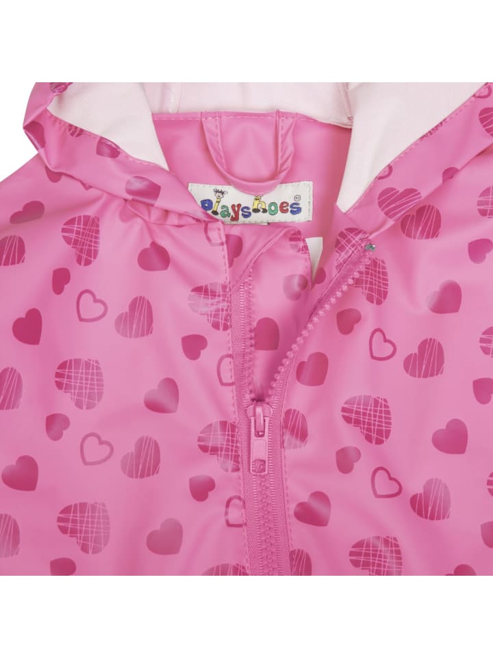 Playshoes Regen-Overall Herzchen allover in Pink günstig kaufen