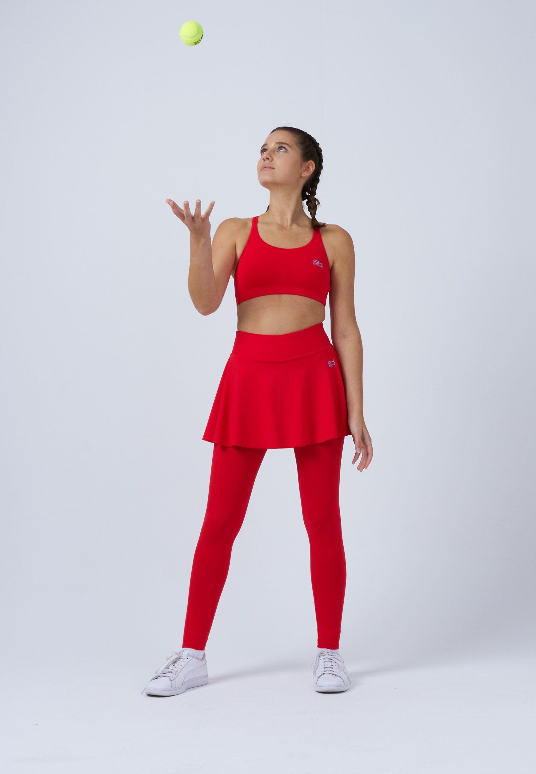 SPORTKIND Tennisrock Advantage 2-in-1 Tennis Skapri Rock mit Leggings Mädchen & Damen rot