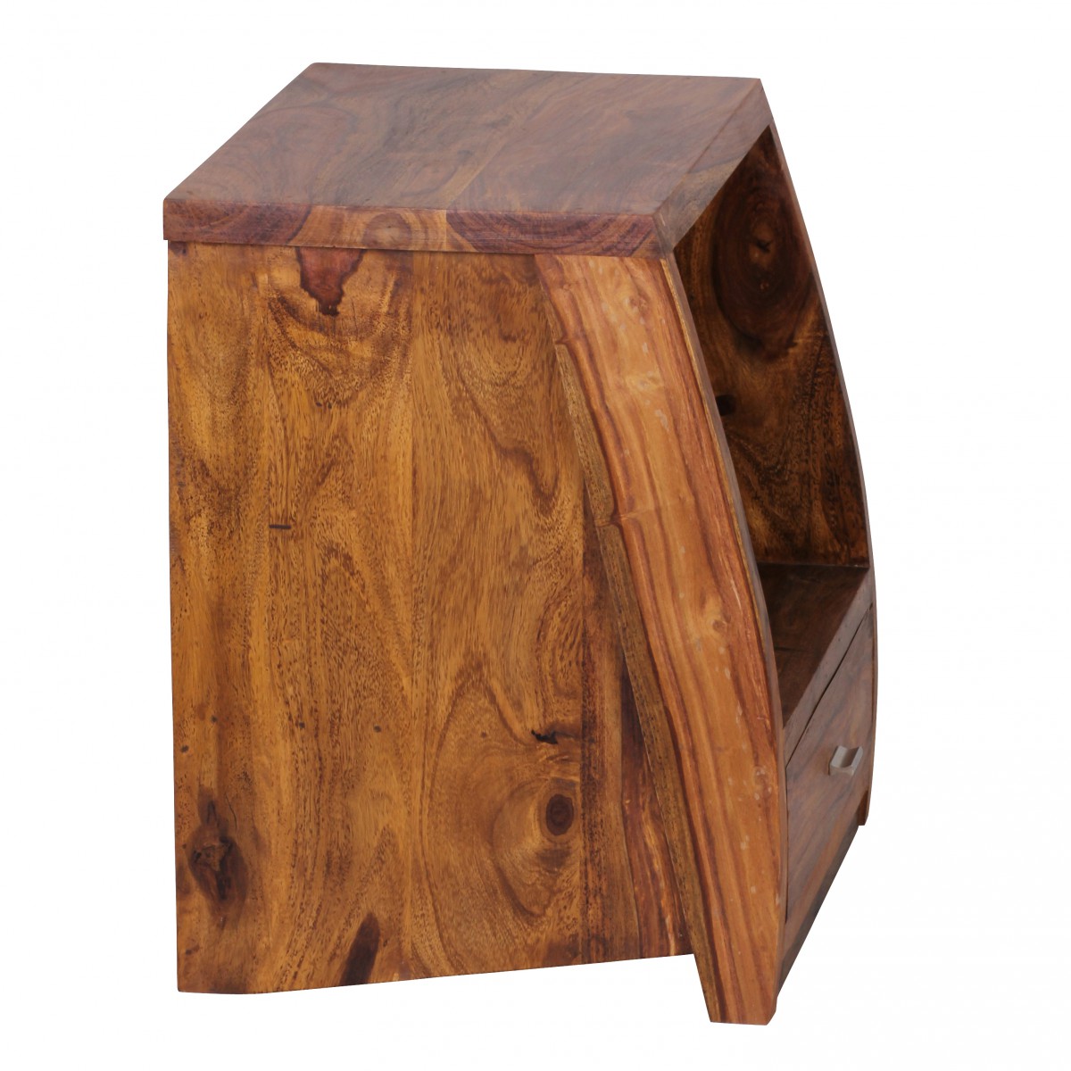 Wohnling Sheesham Massivholz Nachtkonsole mit 1 Schublade und Ablage 45 x 53 x 40 cm