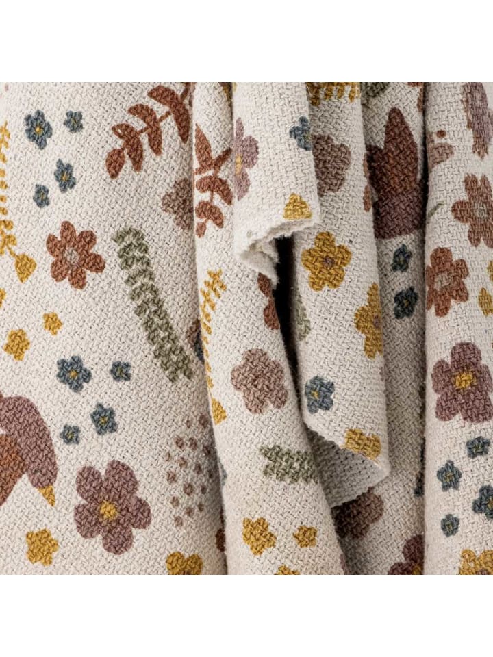 Bloomingville Decke KRISTINE Natur mit Rosa Quasten 160x130 cm günstig kaufen onesize