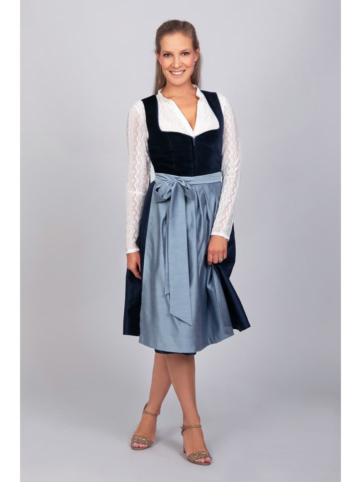 Edelnice Midi Dirndl Luna Samt Blau in blau günstig kaufen
