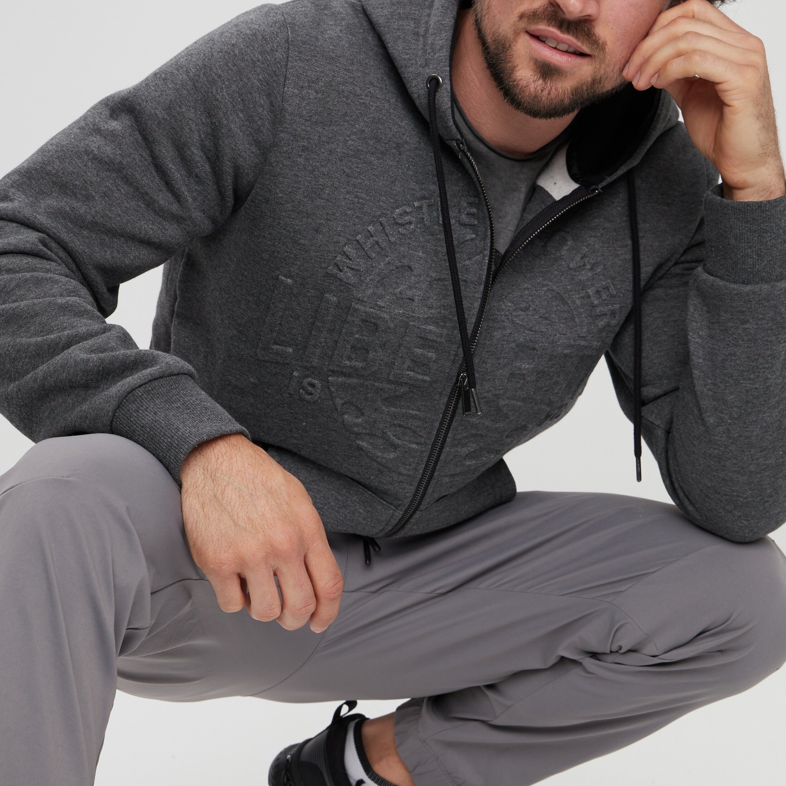 Sweat zippé à capuche Liberto gris foncé homme | La Halle