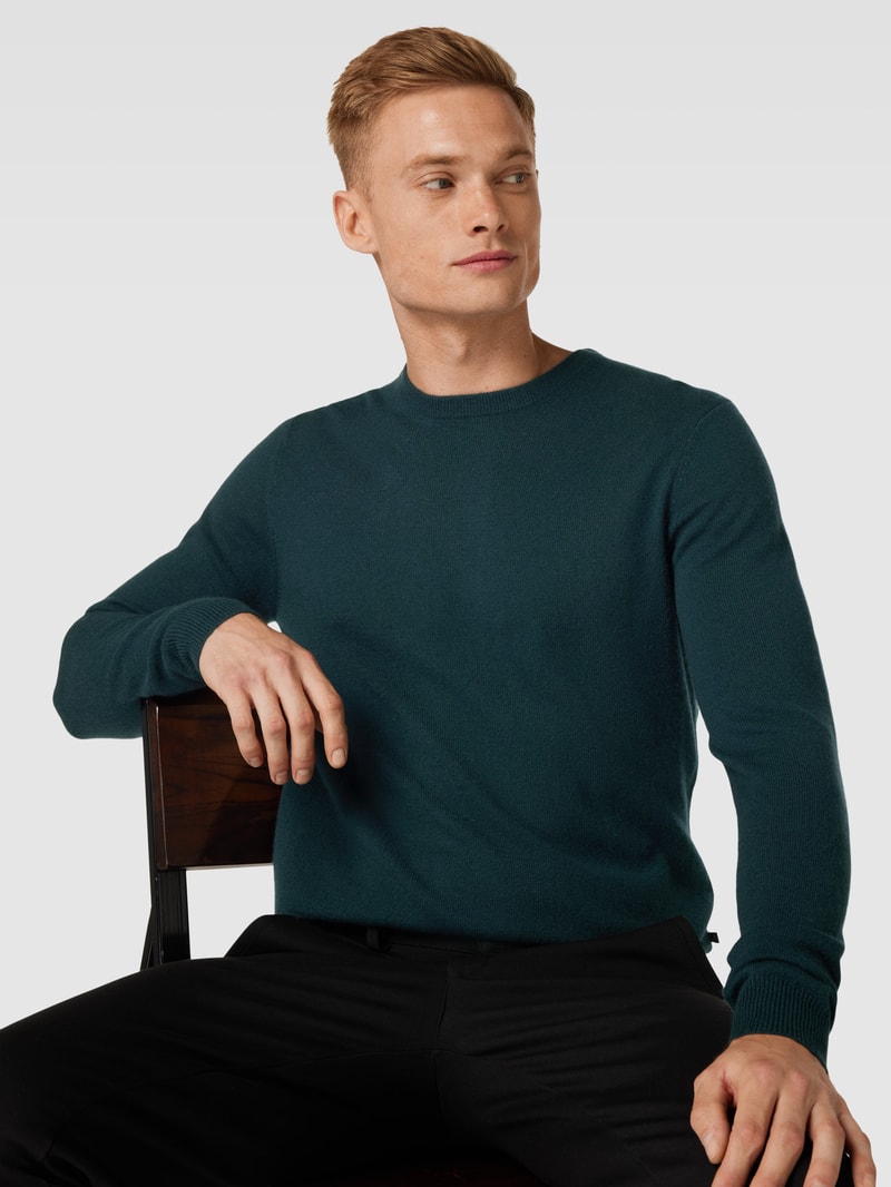 Strickpullover aus Kaschmir mit Rundhalsausschnitt Modell 'mordy' in dunkelgrün