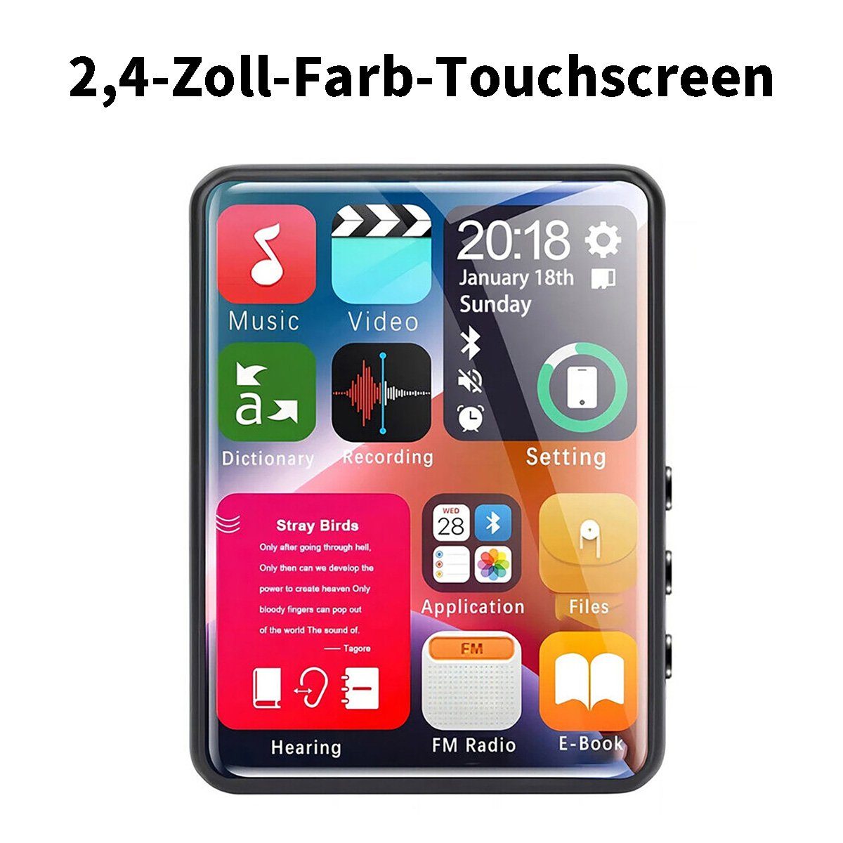 Yoyaxi Verlustfreie Klangqualität im kleinen, tragbaren Walkman MP4-Player (Touch-Player für einfache Bedienung unterwegs)
