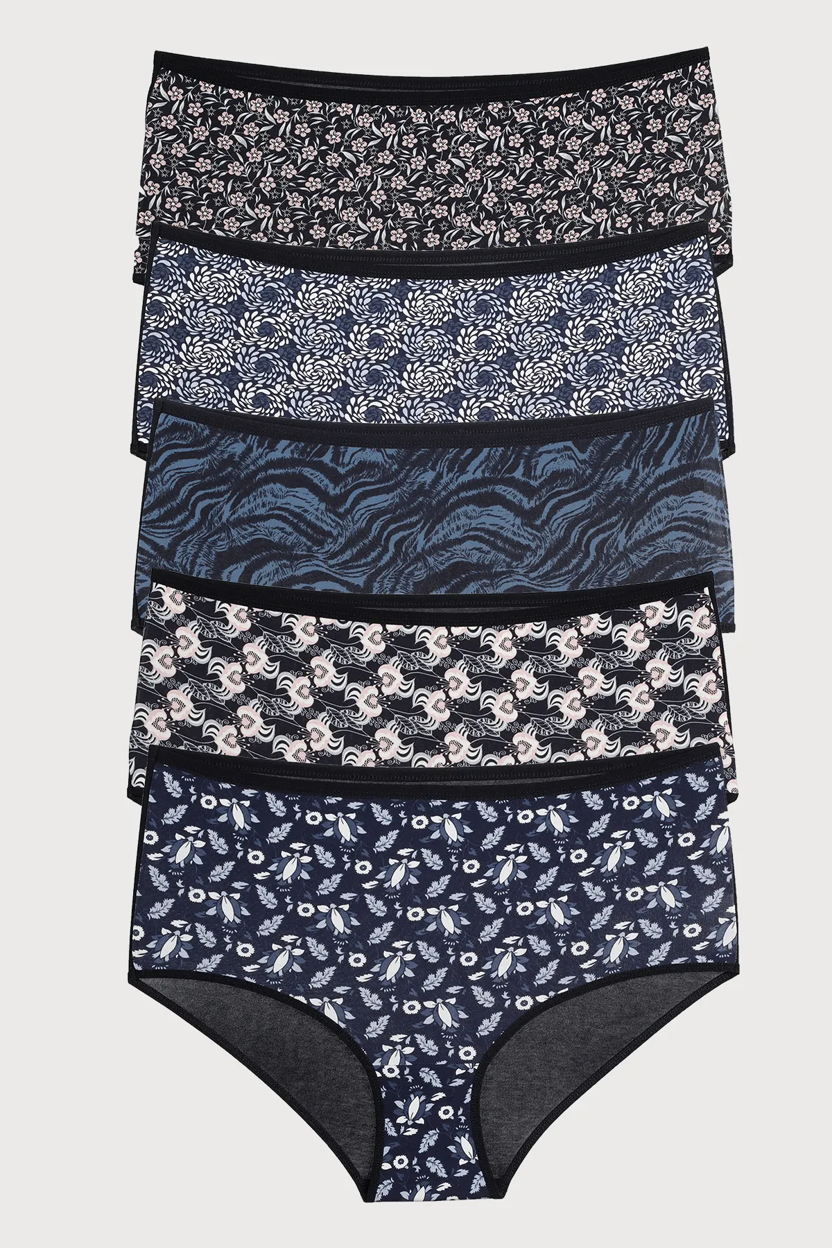 Nicoletta  Damen Slips Große Größe 5er Pack Baumwolle Lycra MIXCOLOR