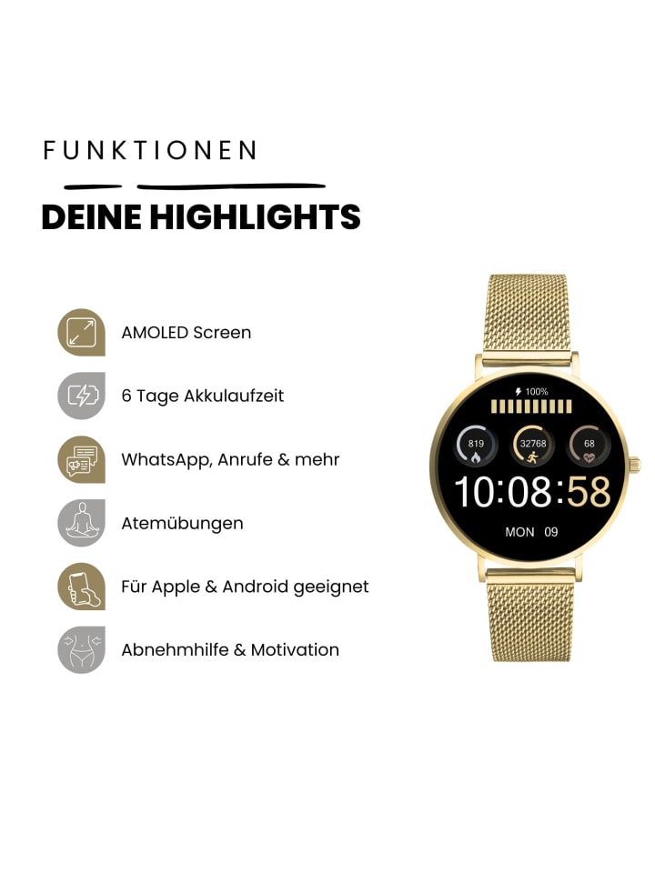 XCOAST Smartwatch SIONA 2 Nano Gold günstig kaufen onesize