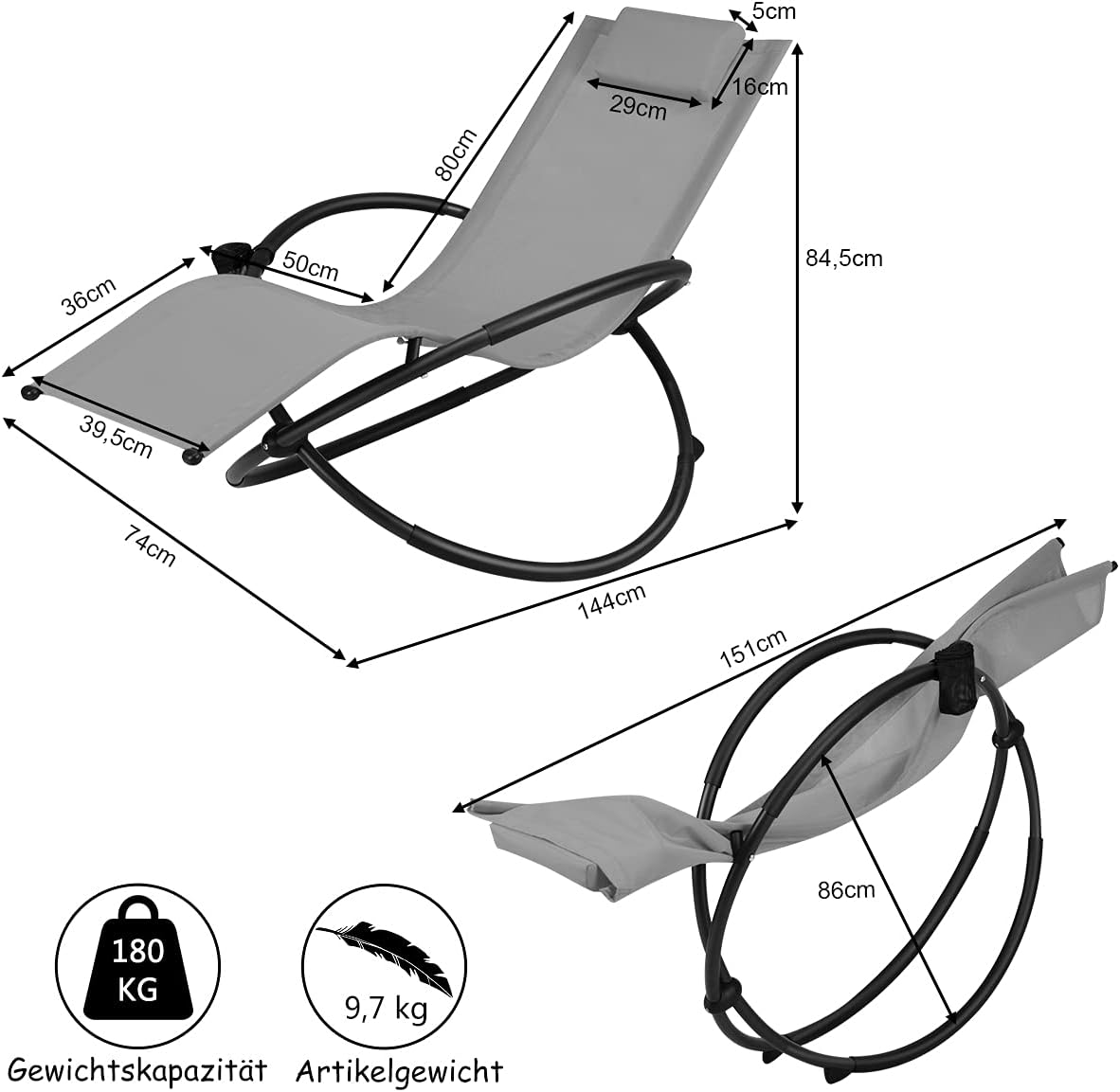Costway Schaukelliege Liegestuhl Outdoor