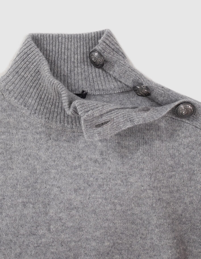 Robe grise tricot boutons gravés sur l'épaule Femme