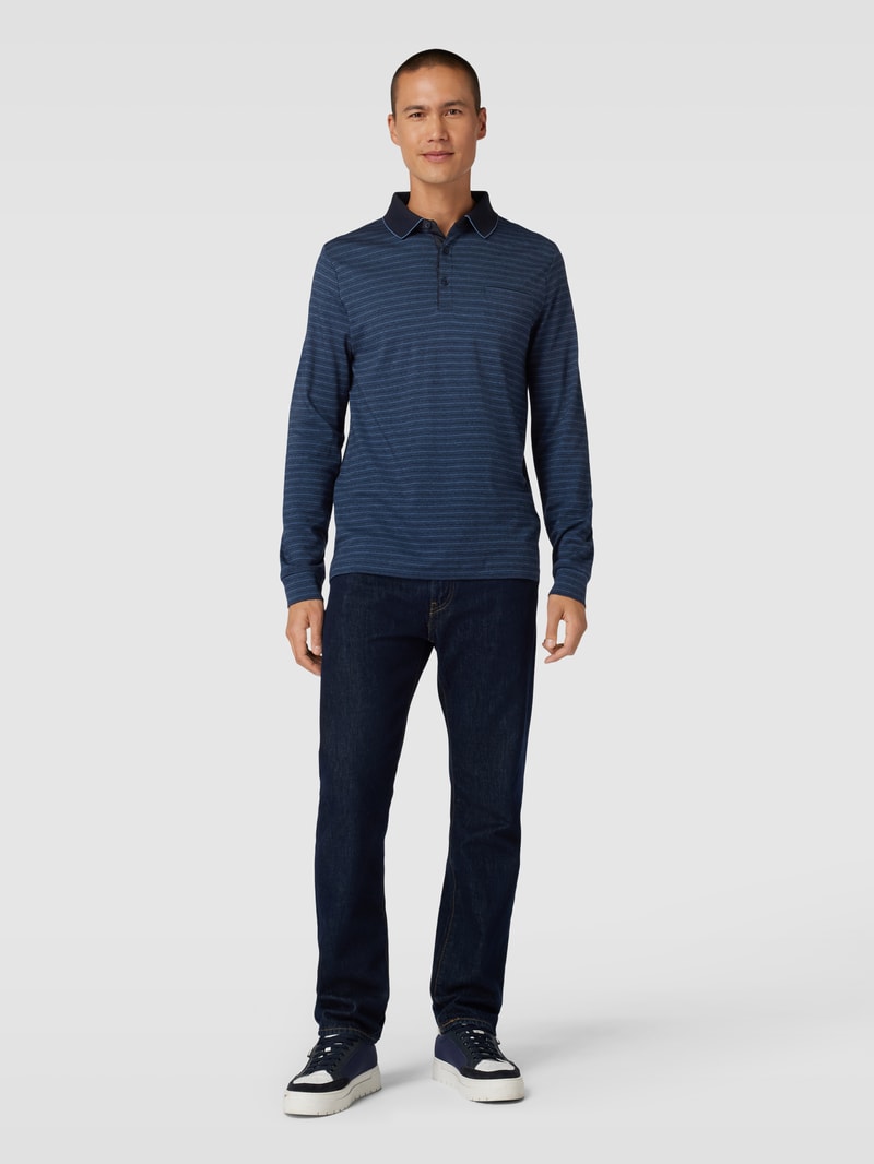 Poloshirt mit Streifenmuster in marineblau