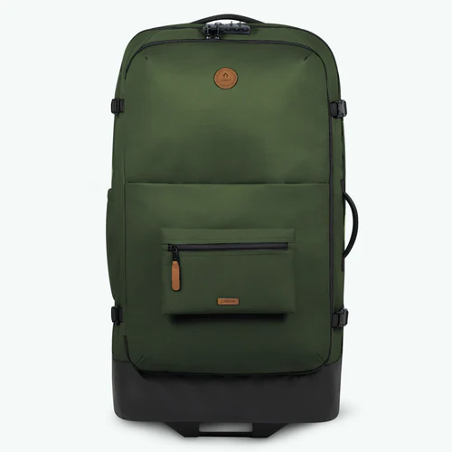 Soft-sided 2-wheel suitcase, large Coromandel leather, khaki