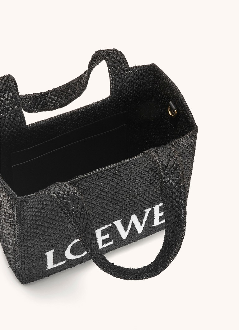 LOEWE Font Medium raffia shopper with detachable shoulder strap