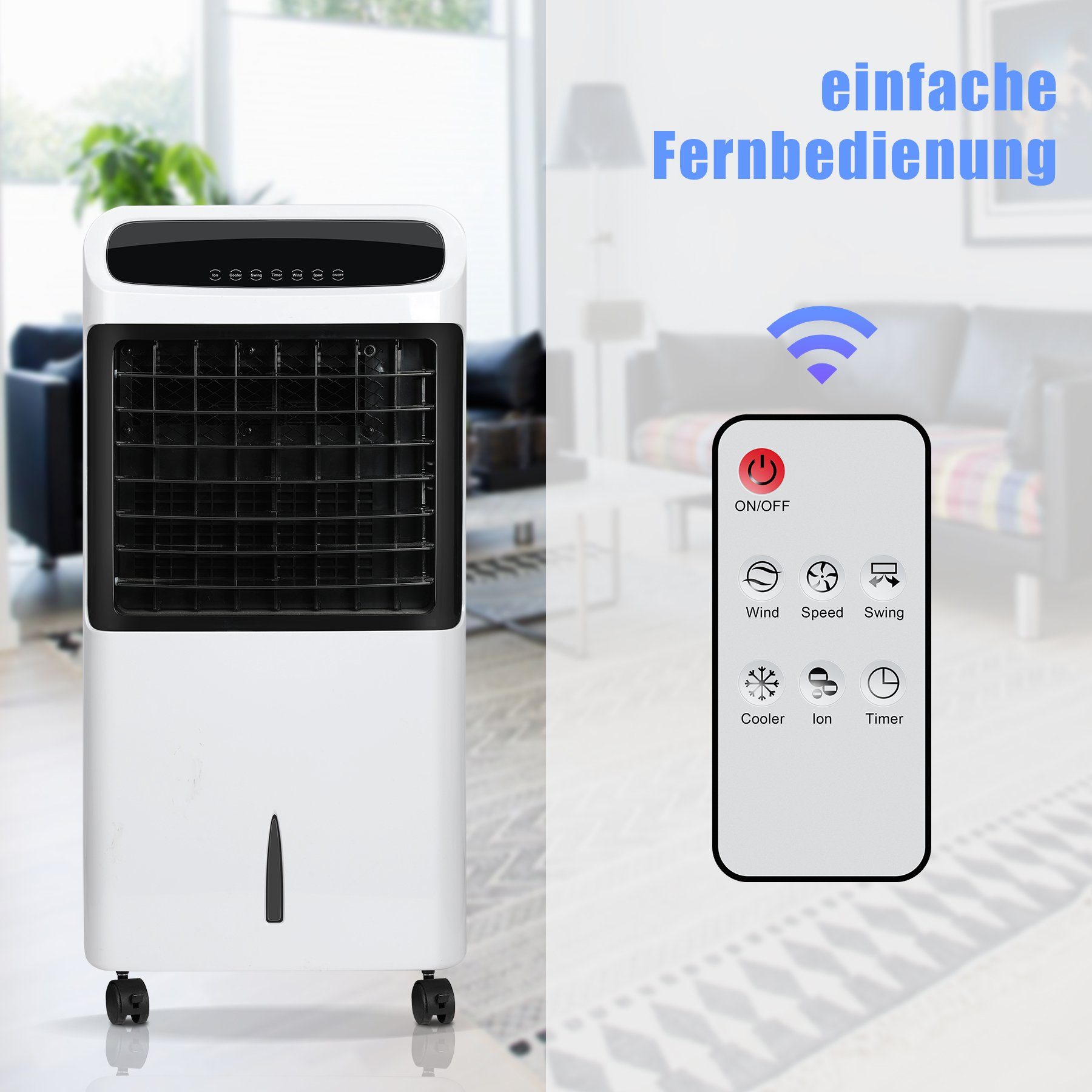 HomeMiYN Standventilator 12L Standventilator Klimagerät 4-in-1-Funktion Mobiles Klimagerät