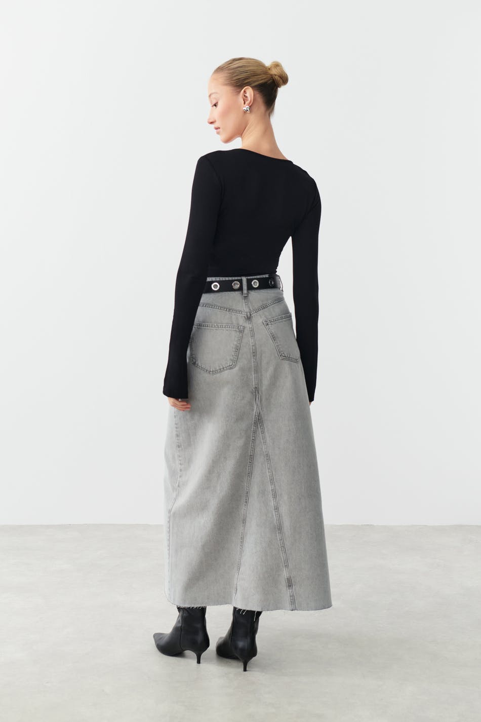 Full length denim skirt