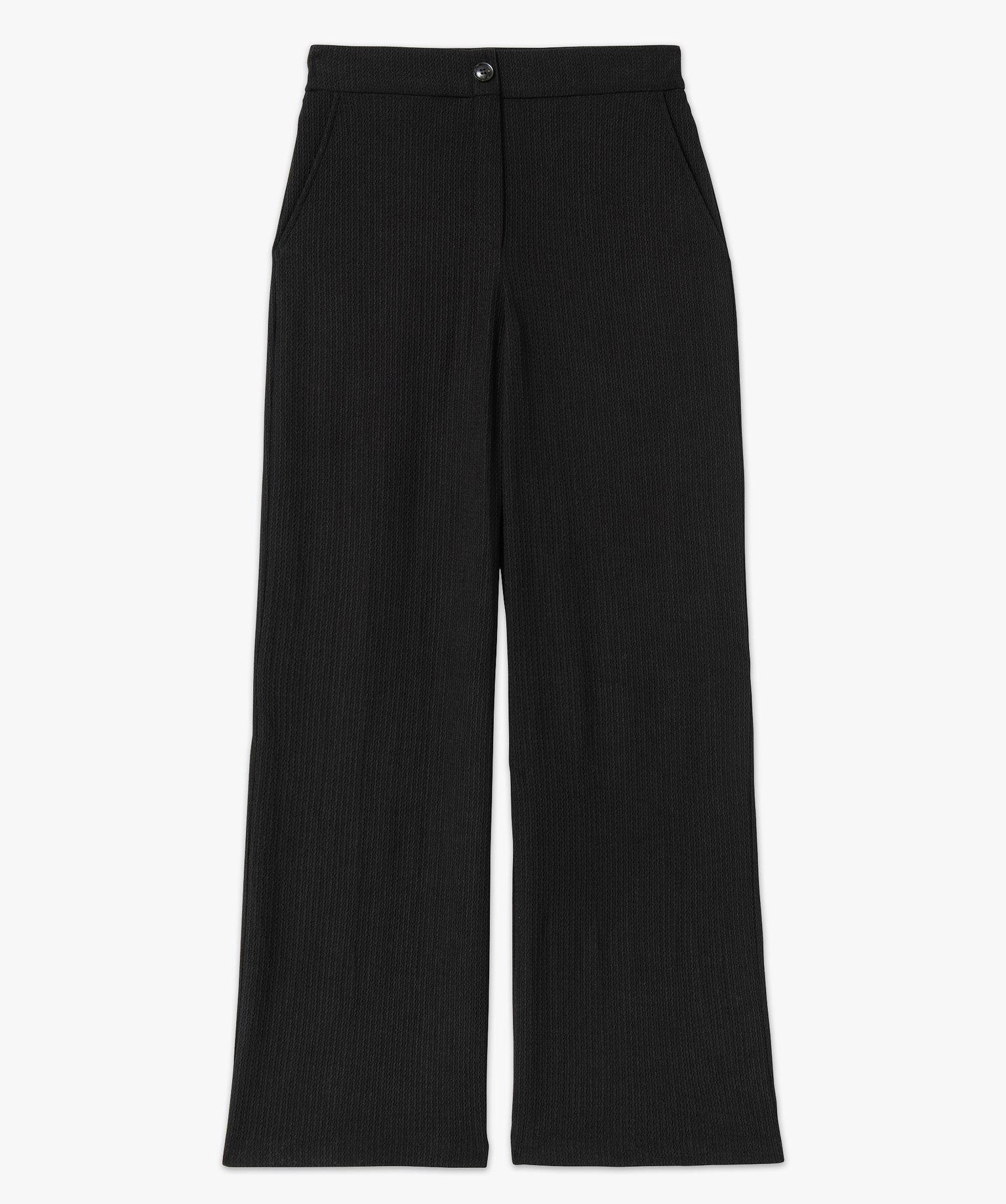 Pantalon large en maille texturée femme noir | GEMO
