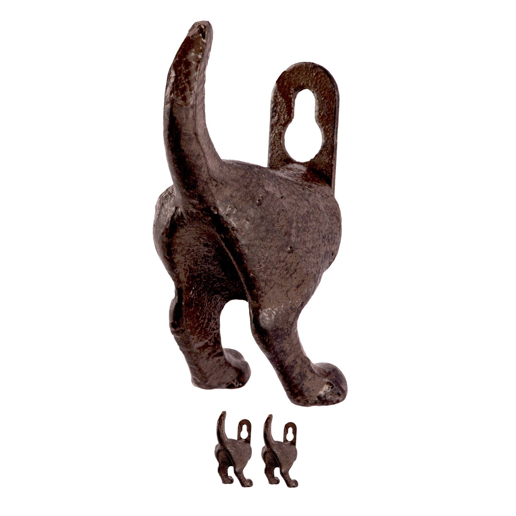BigDean Wandhaken 2er Set Garderobenhaken Fifi − Hundehaken Hund Gusseisen Haken Hundepopo − Garderobe für Hundeleinen, Schlüssel & Kleidung, (2-St)