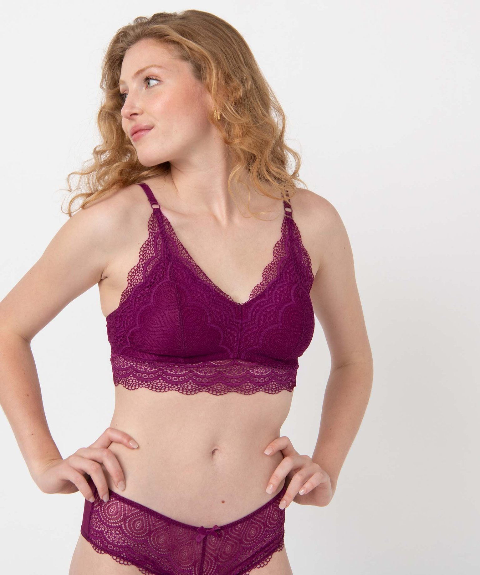 Soutien-gorge post-opératoire en dentelle violet | GEMO