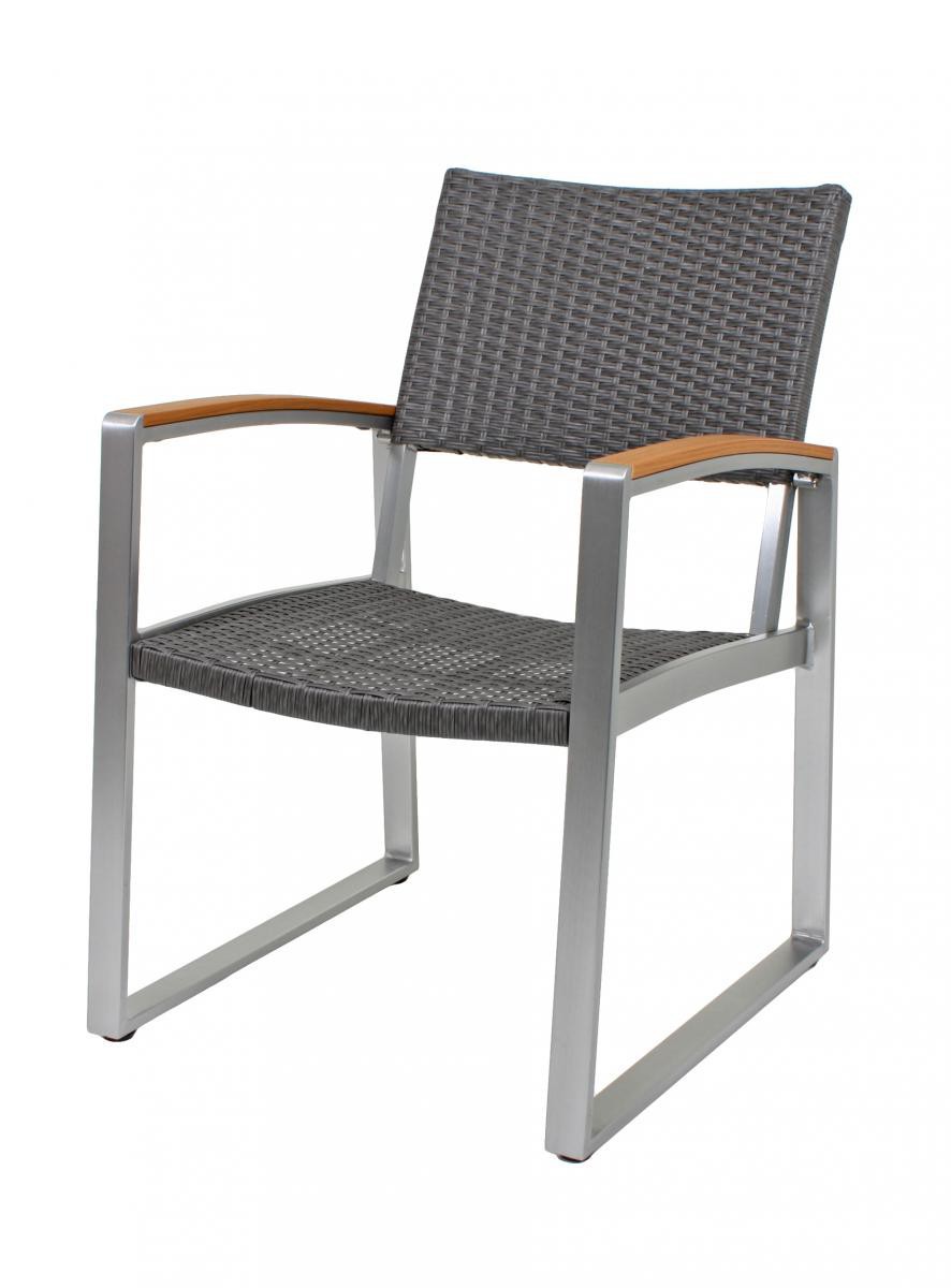 Garden Pleasure Harms Stuhl mit Armlehnen AVA, 2er-Set, graues Kunststoffgeflecht
