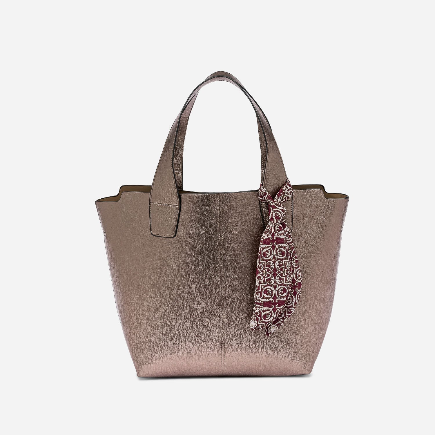 Sac cabas marron métallisé à noeud