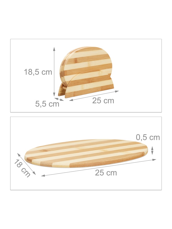 relaxdays 4er Set Frühstücksbrettchen in Natur - (B)25 x (T)18 cm günstig kaufen onesize