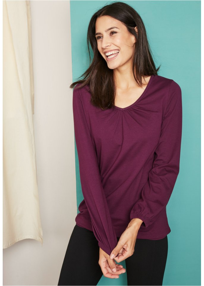 Baumwoll Langarmshirt mit Gummizug