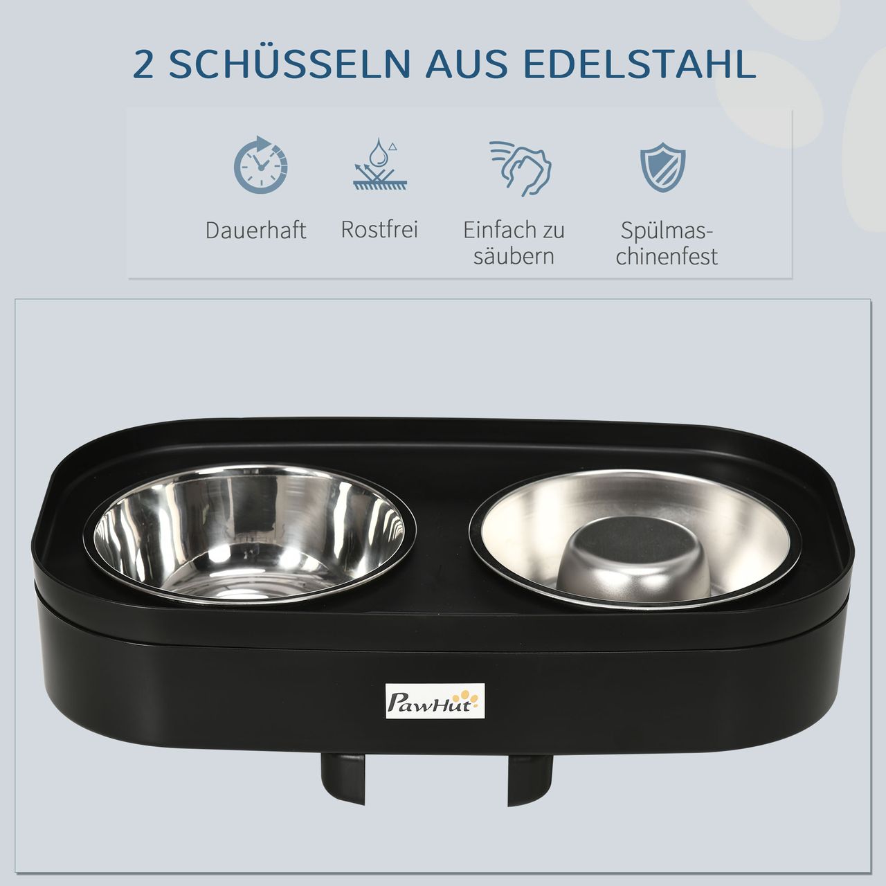 PawHut Erhöhtes Futterstation, Verstellbare Futterschale Hundenapf aus Edelstahl