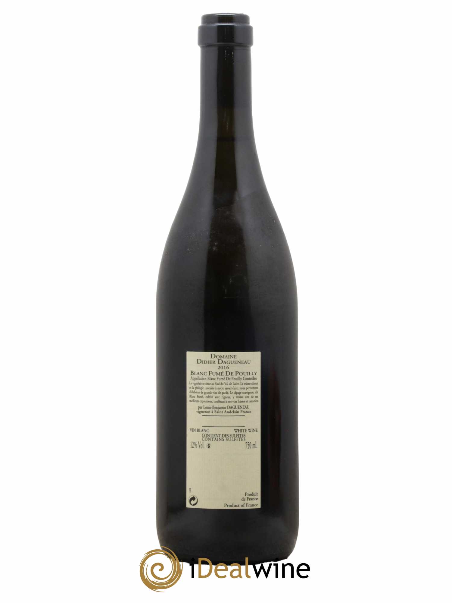 Pouilly-Fumé Blanc Fumé de Pouilly Dagueneau (Domaine Didier - Louis-Benjamin)  2016 - Lot de 1 Bouteille
