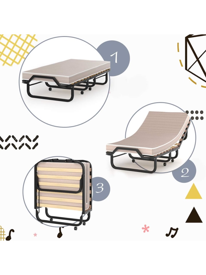 COSTWAY Gästebett 80x200cm mit Matratze in Beige günstig kaufen 200 cm