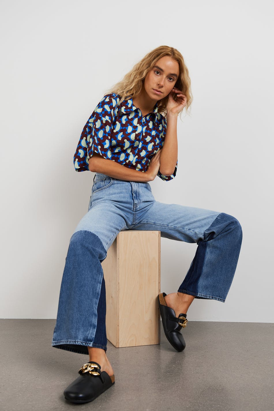 Block wide jeans