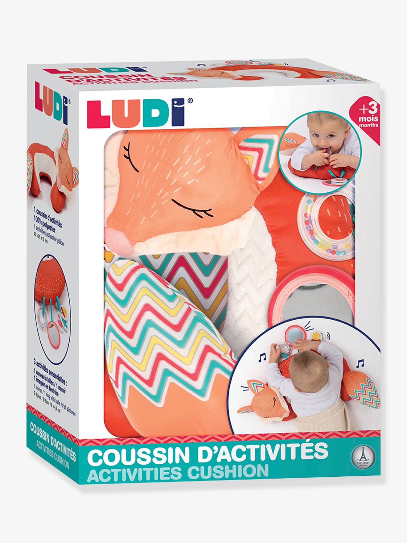 Coussin d'activités Renard LUDI orange