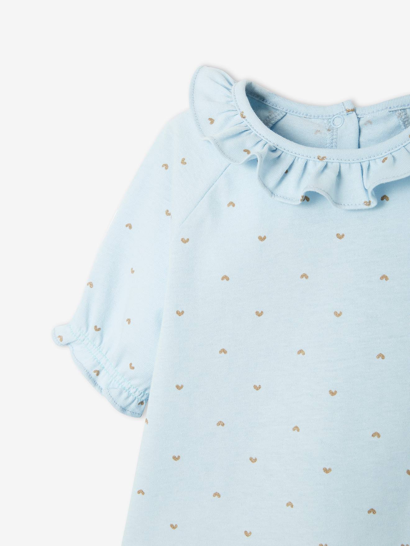 T-shirt à collerette bébé bleu imprimé