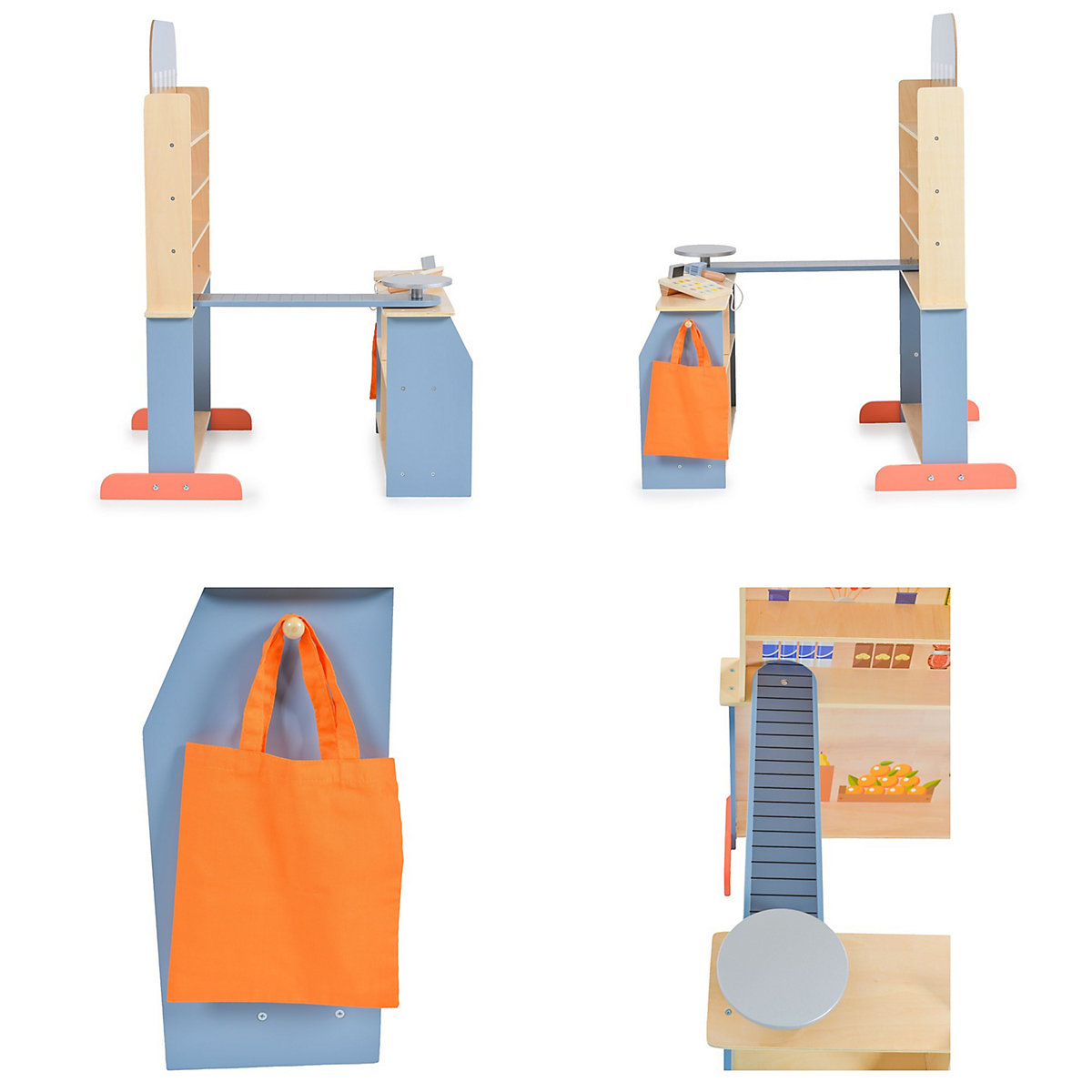 Kinder Kaufladen 4426 Holz, Supermarkt, Tafel, Tasche, Kasse mit Scanner Kaufladen