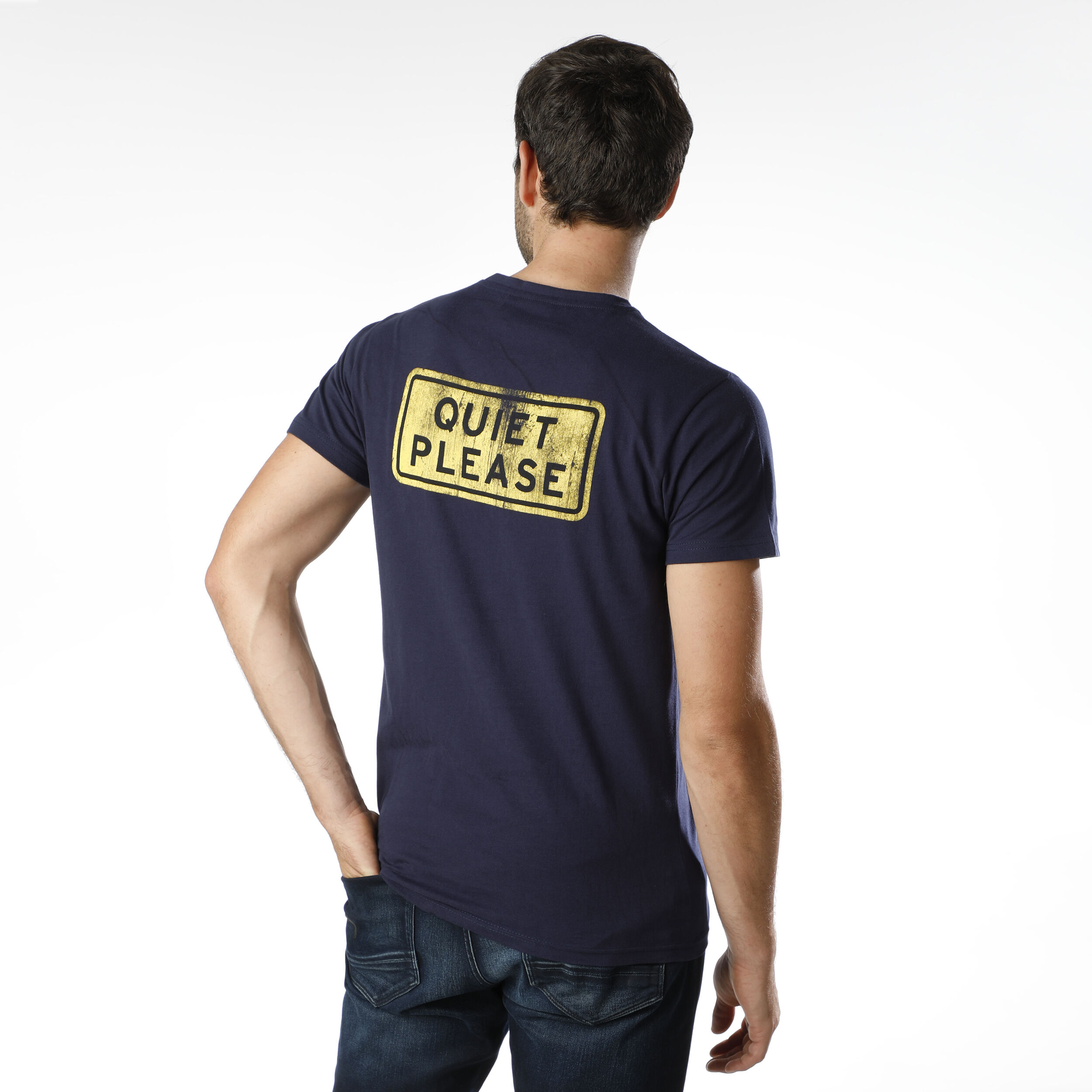 Australia Road Sign T-Shirt Herren - Dunkelblau, Gelb