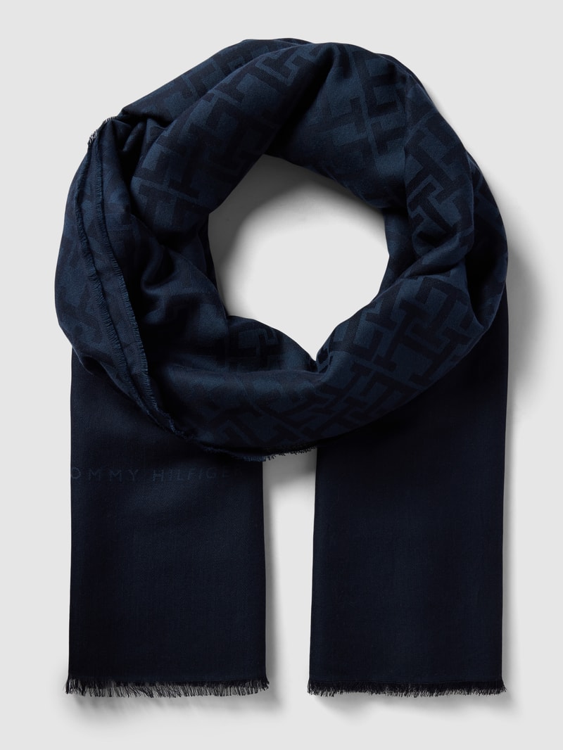 Schal mit Logo-Muster in marineblau