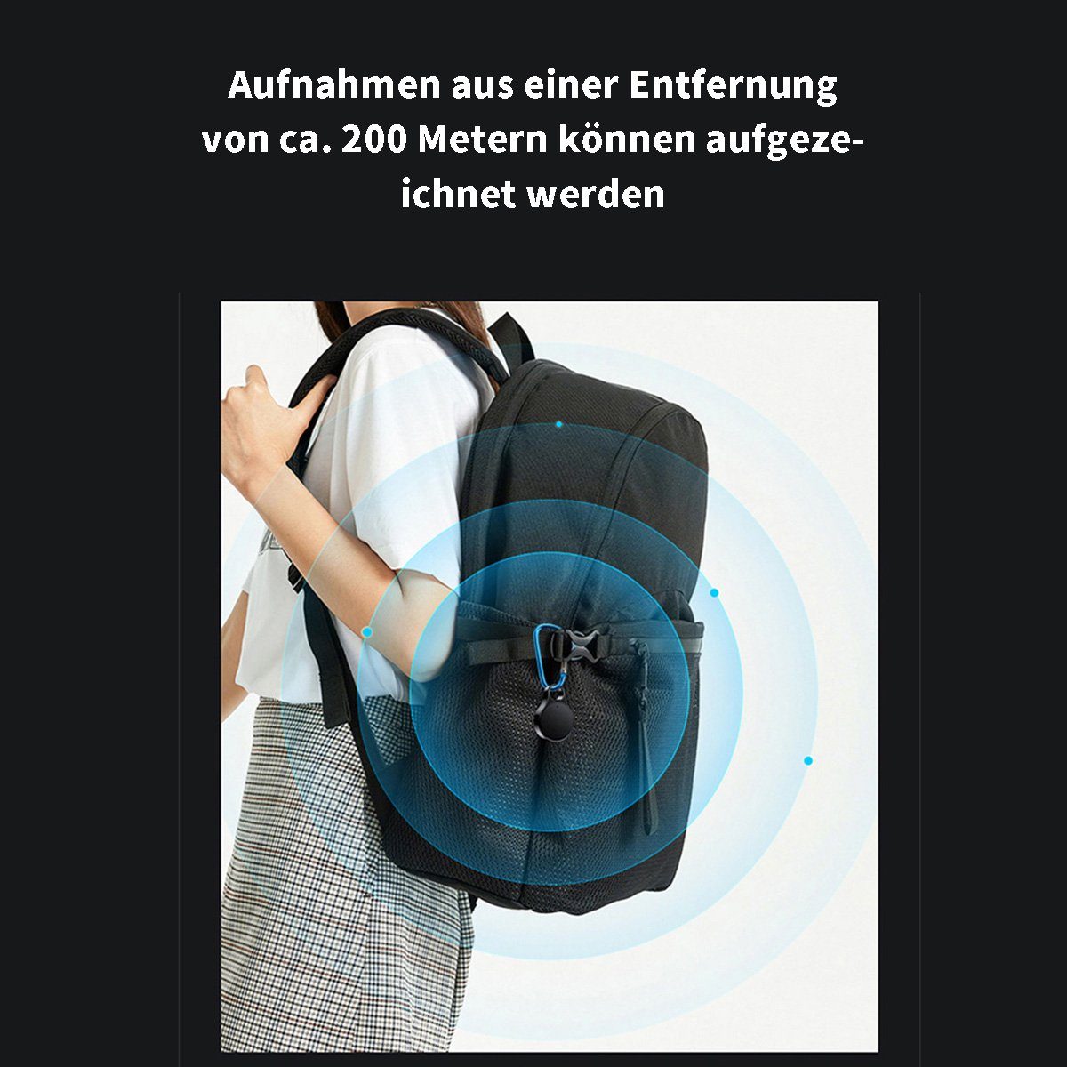 Yoyaxi Smart Mini Voice Recorder, 3 cm Körper, Dual-Mikrofon Portabler DVD-Player (S, WAV-Aufnahme, 192K Bitrate, 48KHz Abtastrate)
