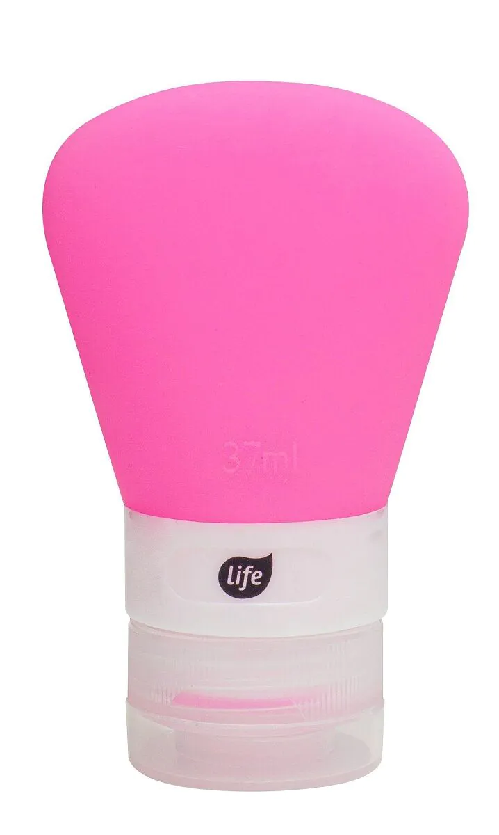 „Life“ silikoninis kelioninis butelis, trapecijos formos, fuksijos spalvos