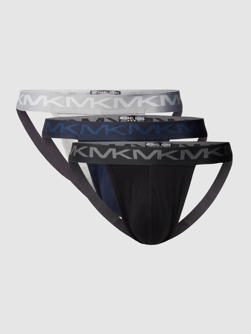 Jockstrap mit Logo-Bund im 3er-Pack in mittelgrau meliert